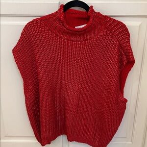 She + Sky Red Cowl Neck Sweater